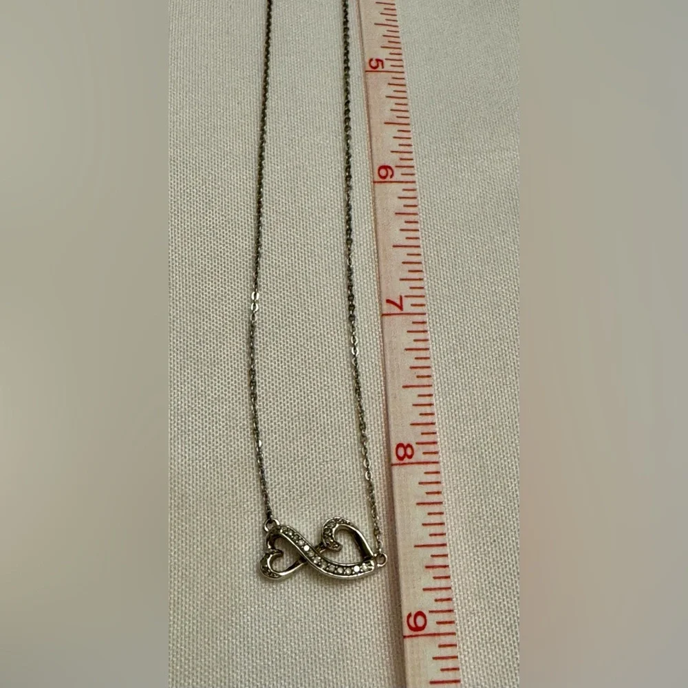 925 Silver Diamond Hearts Infinity Necklace
